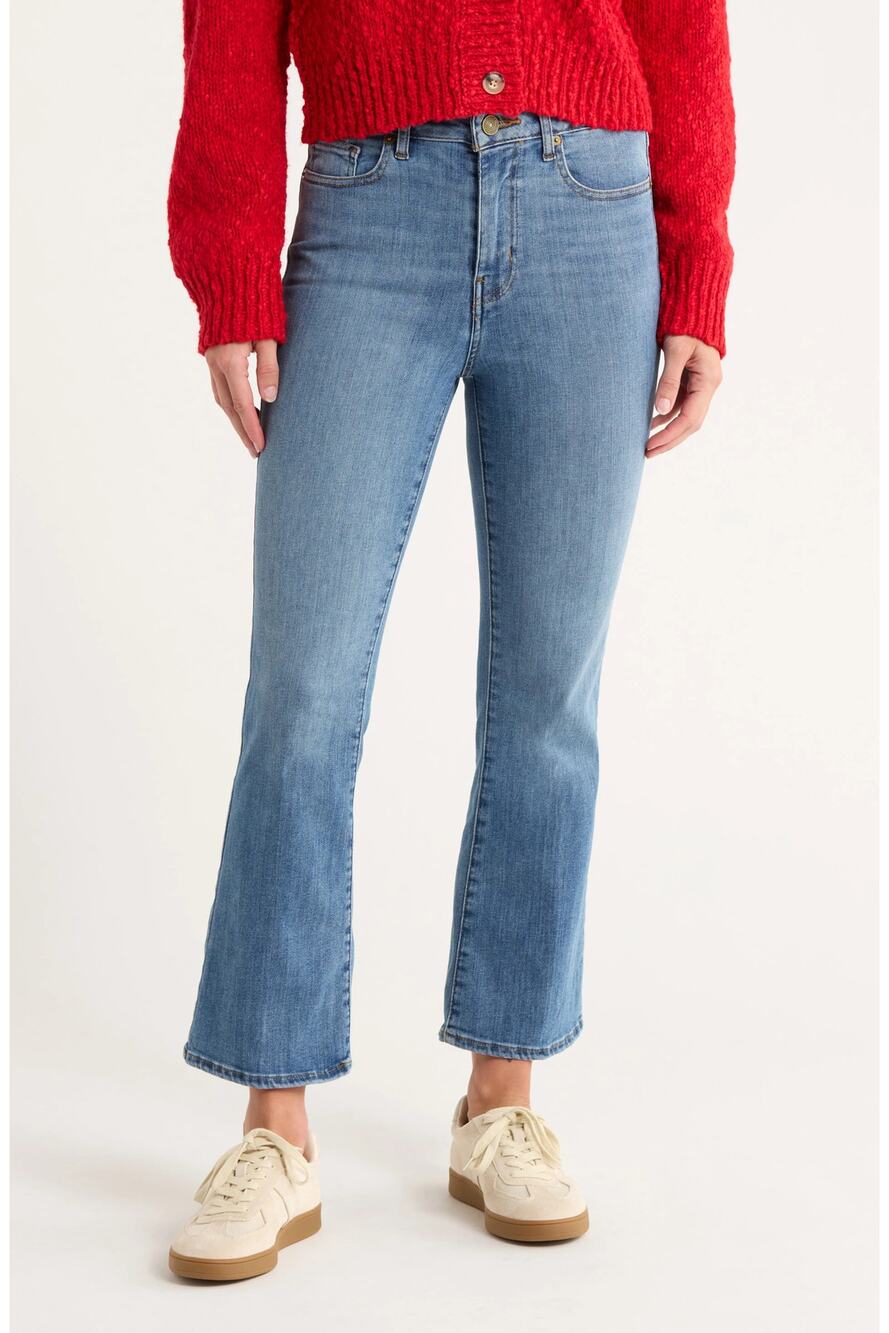 FRAME Le Cropped Mini Bootcut Jeans Disarm Blue Denim Size 27 Cropped Stretch